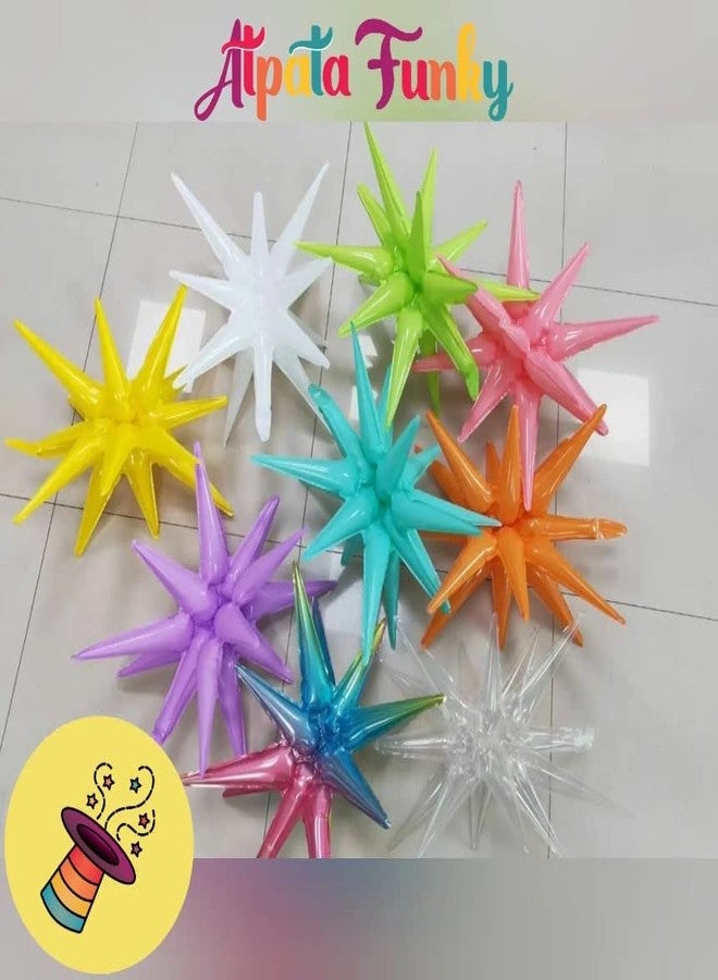 Atpata Funky 8 pointer Starburst Cone Foil Balloons, Explosion Star Foil Balloons, Point Star Balloons for Bachelorette Party Supplies, Birthday, Wedding, Photo Booth, Backdrop (Sky Blue) - Image 2